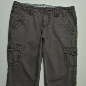 Aeropostale Size 5 / 6 Juniors Faded Brown CARGO CAPRI Cropped PANTS Long SHORTS